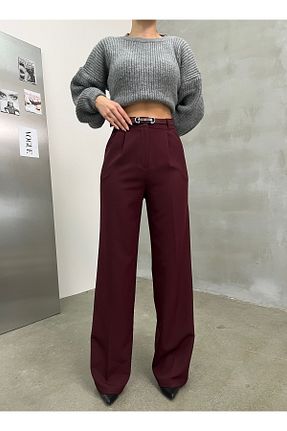 شلوار زرشکی زنانه پارچه TİSHOOSTORE - کد 887934001