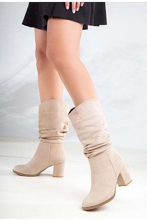 بوت / نیم بوت بژ زنانه چرم مصنوعی Kids Club Shoes - کد 888550692