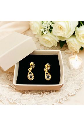 گوشواره غضروفی جواهر طلائی زنانه پوشش لاکی 1PARÇAMAVİ - کد 889533365
