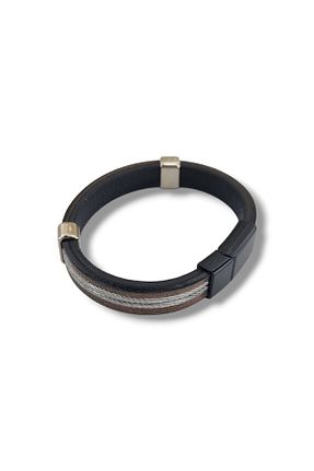 دستبند جواهر قهوه ای مردانه چرم Osha Aksesuar - کد 890286378