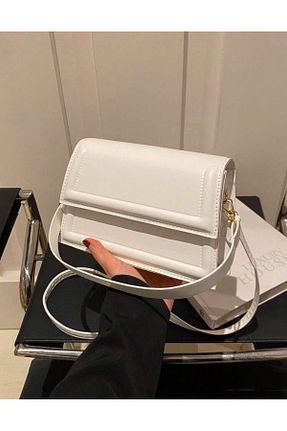کیف دوشی سفید زنانه چرم مصنوعی ESTUTE - کد 889539223