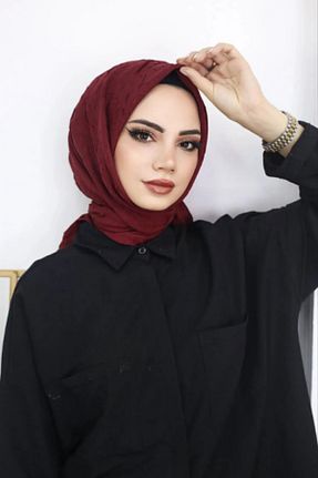 روسری زرشکی پنبه ای Melodi Scarf - کد 889565330