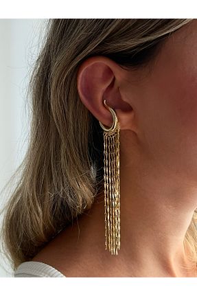 گوشواره غضروفی جواهر طلائی زنانه برنجی ZWEIG - کد 889566397