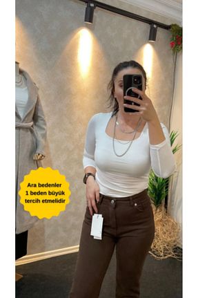 شلوار جین قهوه ای زنانه رگولار ÖZGEKEBENÇ - کد 882657394