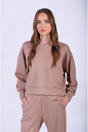سوئیشرت قهوه ای زنانه ساده Brand Up - کد 869291798