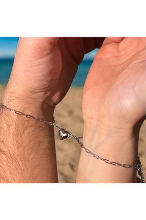 دستبند استیل (فولاد) طوسی زنانه استیل ضد زنگ derokas - کد 890491049