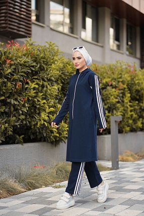 ست گرمکن حجاب سرمه ای زنانه رگولار BurcuFashion - کد 890444377