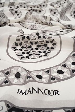 شال سفید زنانه ابریشم Imannoor - کد 854862997