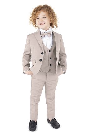 کت و شلوار بژ بچه گانه یقه کتی Merdia - کد 890454149