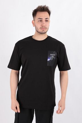 تیشرت مشکی مردانه یقه دوچرخه Cazador - کد 815123420