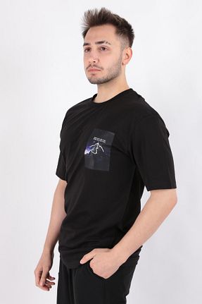 تیشرت مشکی مردانه یقه دوچرخه Cazador - کد 815123420
