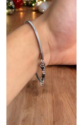 دستبند استیل (فولاد) طوسی زنانه استیل ضد زنگ İNN JEWELLERY - کد 889707419