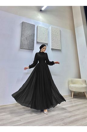 لباس مجلسی حجاب مشکی زنانه دو سینه MERVEPLUME - کد 890471988
