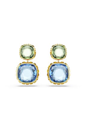 گوشواره جواهر طلائی رودیوم Swarovski - کد 892751653