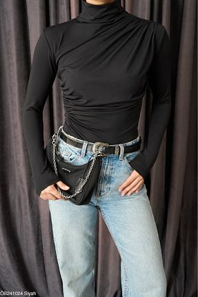 بلوز مشکی زنانه ساده Lupies - کد 890476416