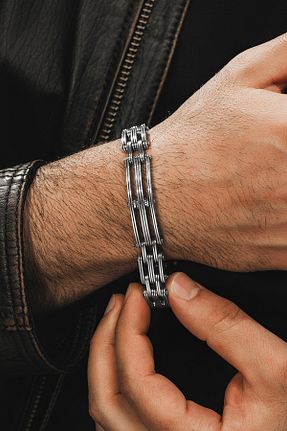 دستبند استیل (فولاد) متالیک مردانه استیل (فولاد) OSMANLI GÜMÜŞ - کد 80862074