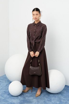 پیراهن حجاب قهوه ای زنانه رگولار Nihan - کد 889729259