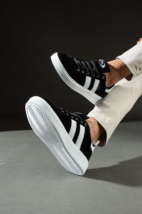 کفش اسنیکر مشکی مردانه بند دار L.A Polo - کد 835682623