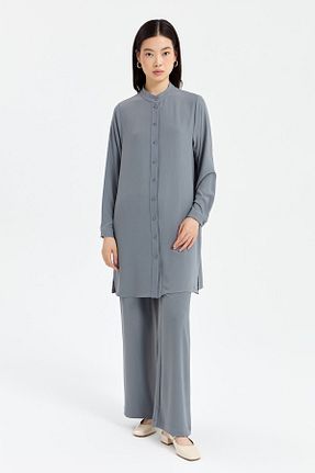 ست بالاتنه و پائین تنه حجاب طوسی زنانه رگولار Nihan - کد 889774551