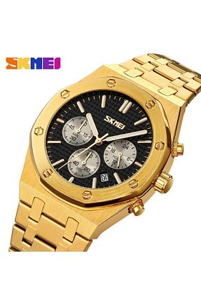 ساعت مچی زرد مردانه 45 میلی متر Skmei - کد 889785014