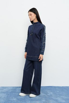 ست بالاتنه و پائین تنه حجاب سرمه ای زنانه رگولار Nihan - کد 889785397