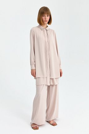 ست بالاتنه و پائین تنه حجاب طوسی زنانه رگولار Nihan - کد 889790752
