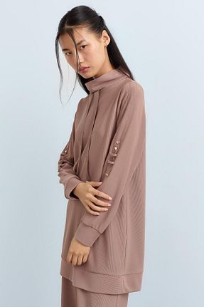ست بالاتنه و پائین تنه حجاب قهوه ای زنانه رگولار Nihan - کد 889785642