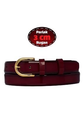 کمربند زرشکی زنانه چرم خالص GoDeri - کد 890987265