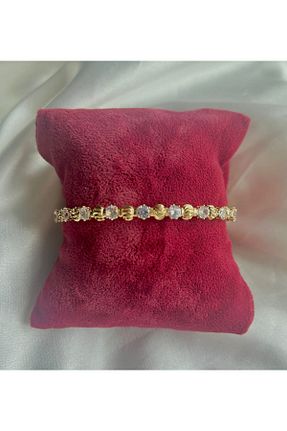 دستبند استیل (فولاد) طلائی زنانه سنک زیرکون LUZ - کد 889806415
