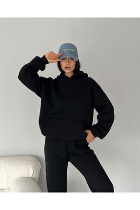 سوئیشرت مشکی زنانه ساده CVN MODA - کد 889855523