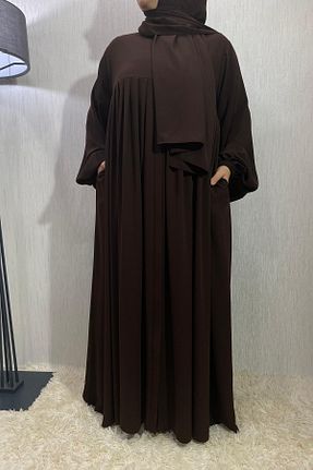 کلاه و ابایا قهوه ای زنانه مخلوط ویسکون ARKARLİN - کد 869393817
