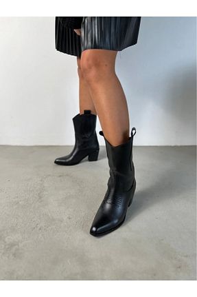 بوت / نیم بوت مشکی زنانه چرم مصنوعی POTEEN - کد 889881708