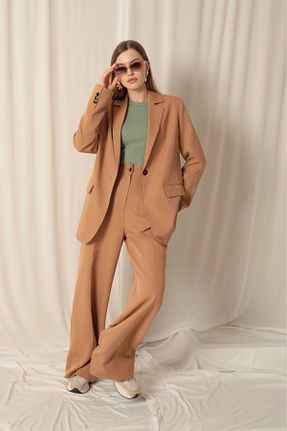 شلوار پارچه ای قهوه ای زنانه سوپر فاق بلند FAMİLY - کد 889884738