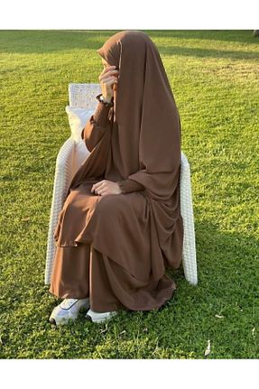 کلاه و ابایا قهوه ای زنانه بافت Bayram Giyim - کد 890665867