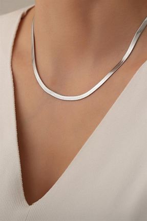 گردنبند استیل ( فولاد ) طوسی زنانه استیل ضد زنگ pollynow - کد 889933490