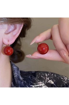 گوشواره جواهر زرشکی فلزی Pelin Aksesuar - کد 889935544