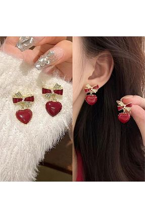گوشواره جواهر زرشکی زیرکن Pelin Aksesuar - کد 889935386
