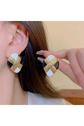 گوشواره جواهر مشکی فلزی Pelin Aksesuar - کد 889935458