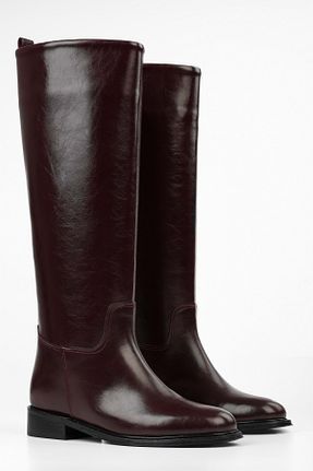 چکمه زرشکی زنانه چرم مصنوعی Shoeberry - کد 889931776