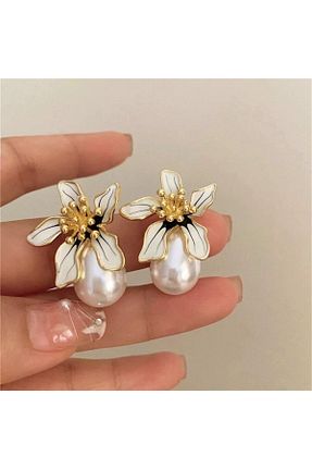 گوشواره جواهر سفید مروارید Pelin Aksesuar - کد 889935539