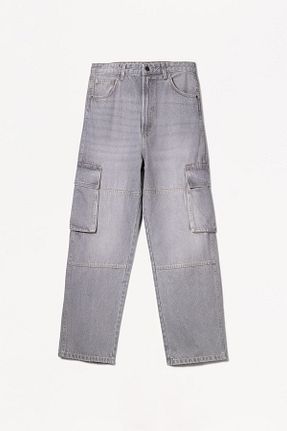 شلوار جین طوسی مردانه رگولار Bershka - کد 889941427