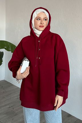سوئیشرت حجاب زرشکی زنانه پنبه پلی استر InStyle - کد 889948274