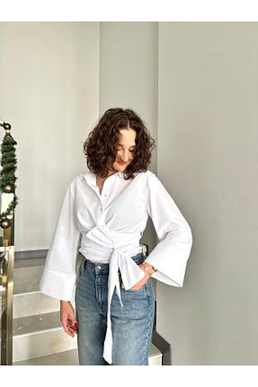 پیراهن سفید زنانه اورسایز Butik - کد 889944733