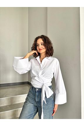 پیراهن سفید زنانه اورسایز Butik - کد 889944733