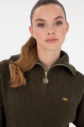 پلیور خاکی زنانه ساده U.S. Polo Assn. - کد 889962105