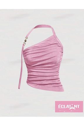 بلوز صورتی زنانه ساده Y2K - کد 889968920