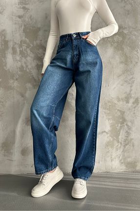 شلوار جین آبی زنانه پاچه پهن macharel jeans - کد 859935189