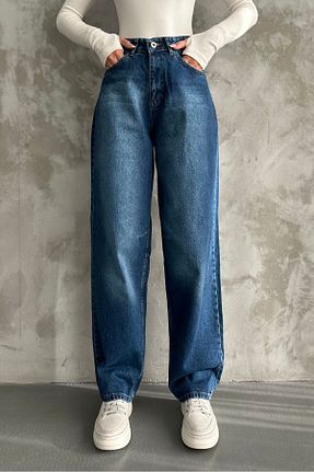 شلوار جین آبی زنانه پاچه پهن macharel jeans - کد 859935189