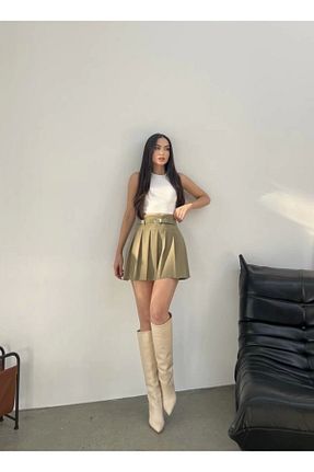 دامن خاکی زنانه پنبه ای Asfa Moda - کد 890034500
