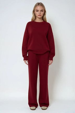 شلوار کرمگن زرشکی زنانه ساق پهن Hiccup - کد 887093882